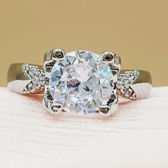 Beautiful Engagement Pure Cubic Silver Rings for Women, INDN8445 - Picture 5 of 8